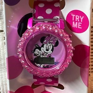 Disney Junior Minnie Mouse Girls Flashing LCD Light Up Watch With Pearlized Case